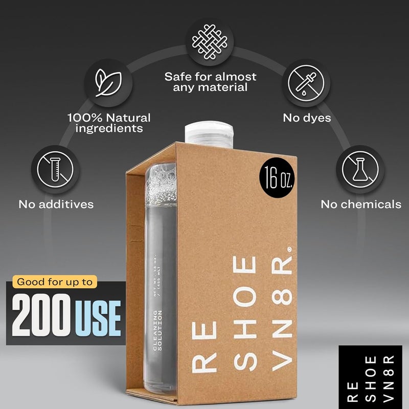 RESHOEVN8R Shoe Cleaning Solution, 16 oz - Sneaker Cleaner & Shoe Care for Canvas, Leather, Mesh, Suede, White, & Nubuck Shoes - Shoe Cleaner Sneakers Kit Solution in Easy-to-Use Bottle - 120-200 Uses - Image 5